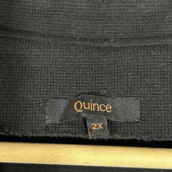Quince Sweater Jacket Size 2x Black Open Front Pockets Knit Women Basic Piece - Picture 4 of 5